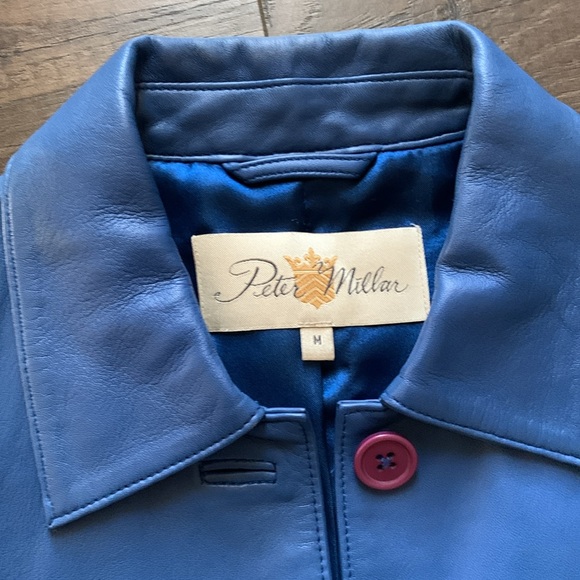 Vintage Peter Millar Leather Button Up lined Jacket Size M - Picture 2 of 8